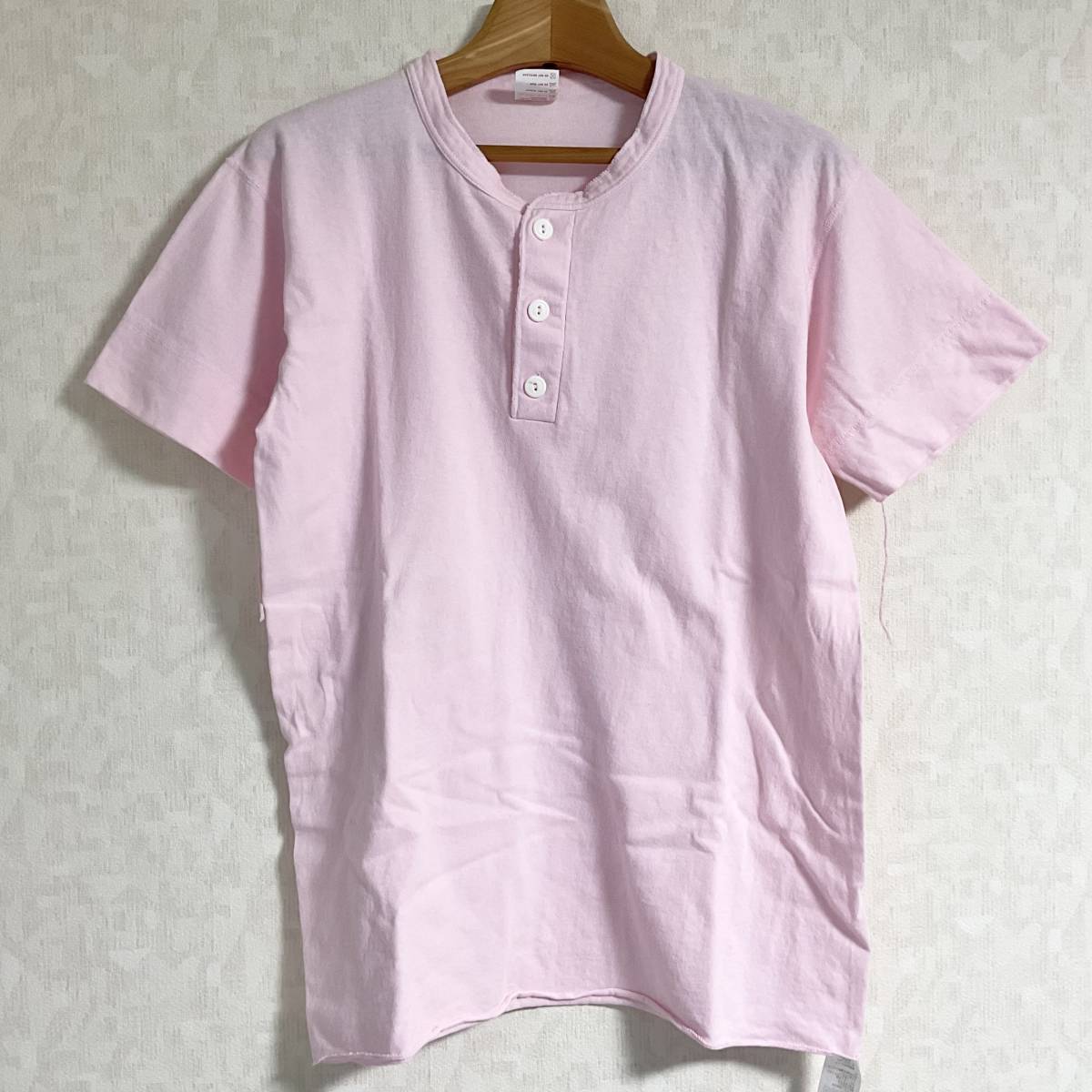 Healthknit　ヘンリーネック　Tシャツ　ピンク　サイズL　①　　W018_画像1