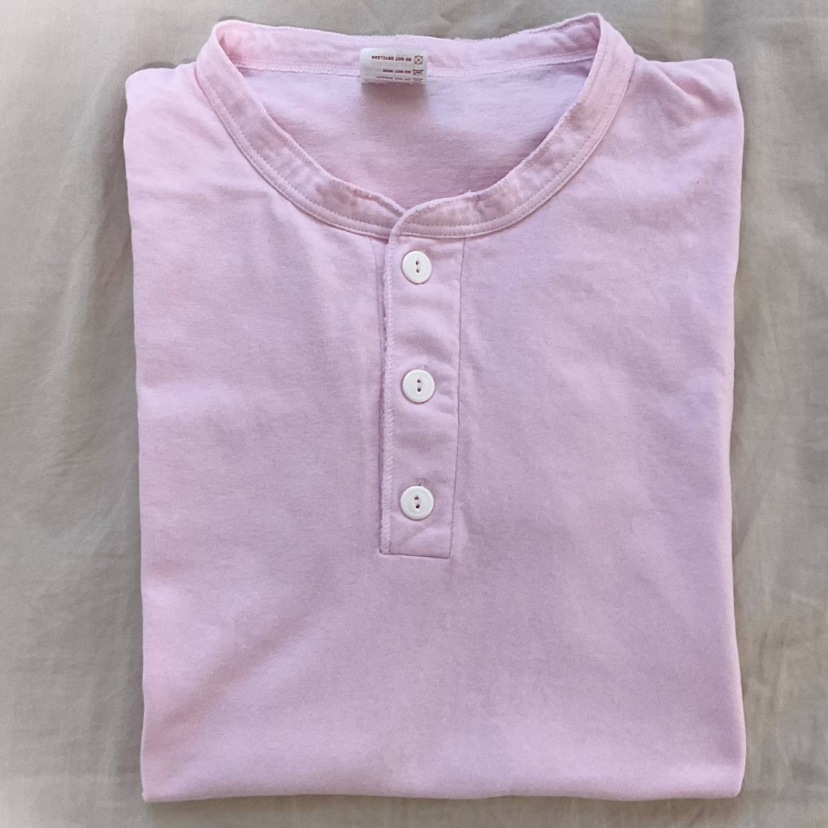 Healthknit　ヘンリーネック　Tシャツ　ピンク　サイズL　①　　W018_画像2