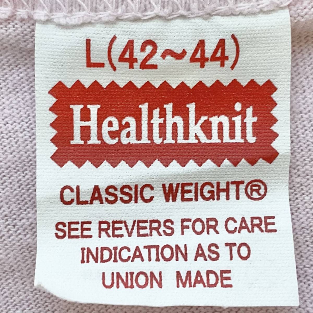 Healthknit　ヘンリーネック　Tシャツ　ピンク　サイズL　②　　W018_画像4