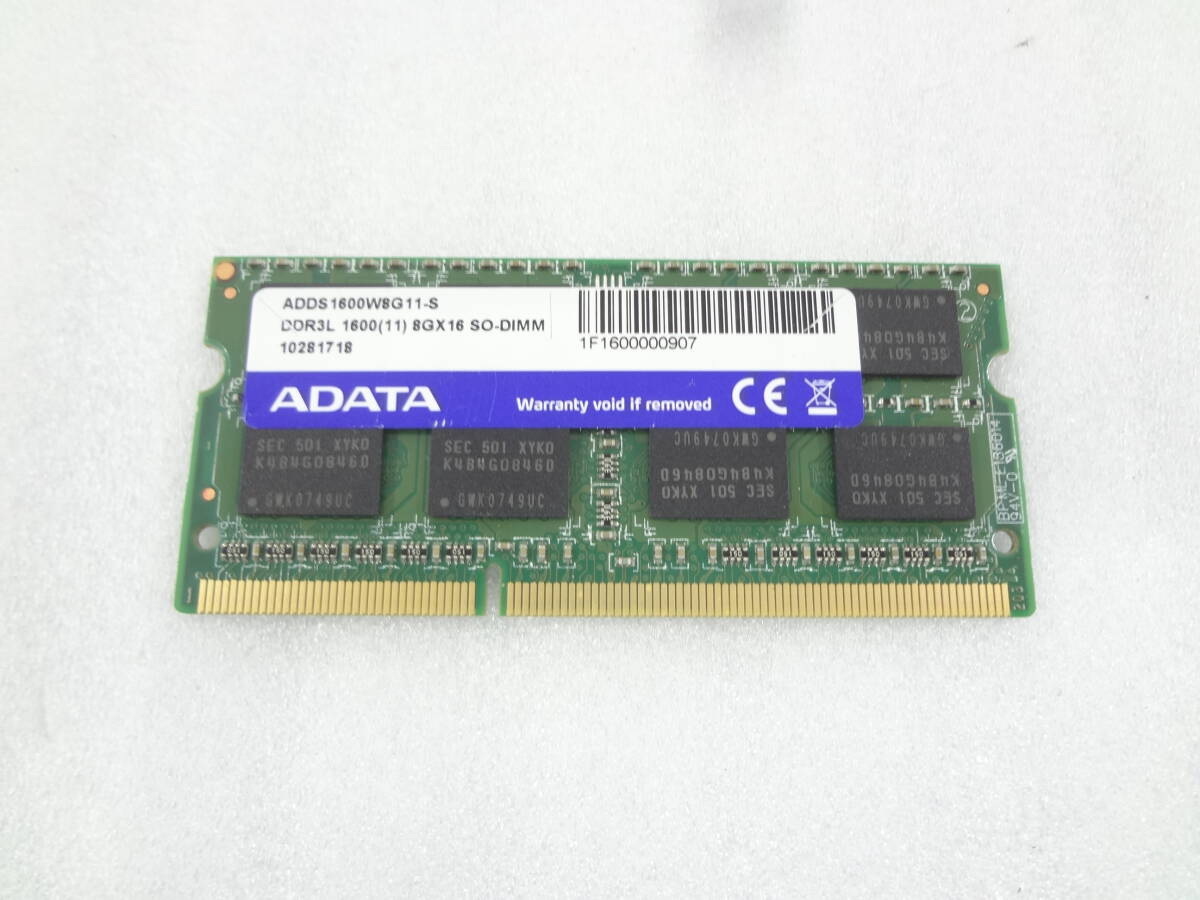 複数入荷 ★ADATA DDR3L 1600 8GB ADDS1600W8G11-S ノートパソコン用メモリ★ 動作品の画像1