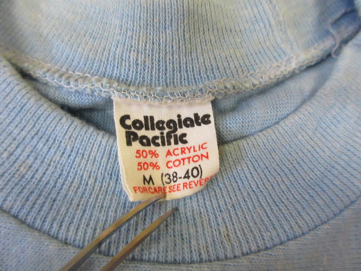 70s フロッキー UCLA Bruins フットボールTシャツ M USA製 Collegiate Pacific カレッジ バスケット カレッジ ヴィンテージ ロンT 長袖_画像3