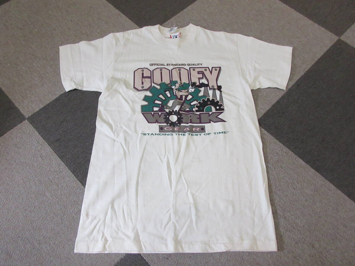 90s デッドストック Disney グーフィー Tシャツ S/M L相当 USA製 シングルステッチ Goofy Work gear ヴィンテージ アニメ ディズニーの画像1