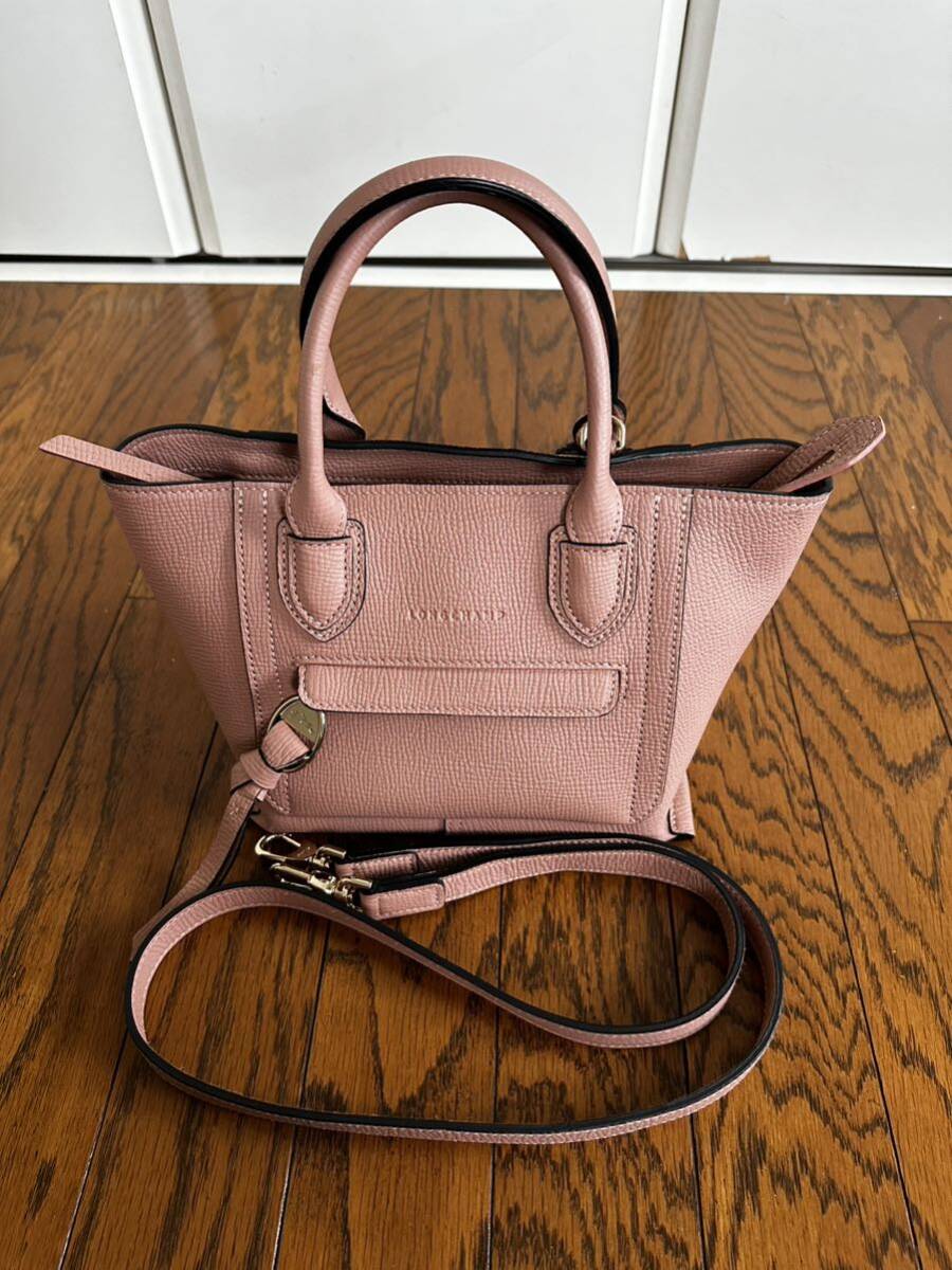  Long Champ ручная сумочка сумка на плечо кожа розовый прекрасный товар 