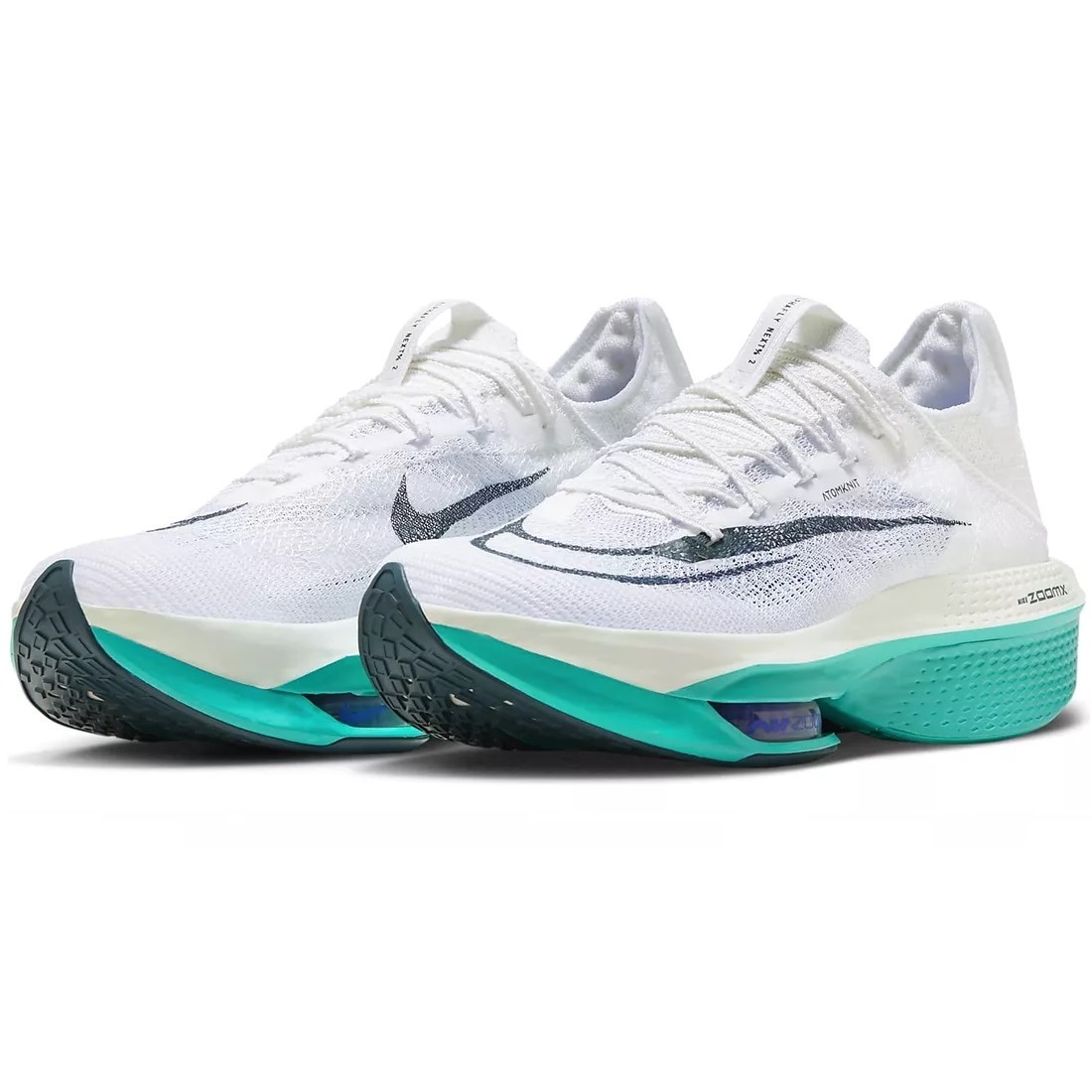 ☆NIKE AIR ZOOM ALPHAFLY NEXT% 2 白/濃緑/青緑 28.0cm ナイキ エア ズーム アルファフライ ネクスト％ 2 厚底 DN3555-100の画像1