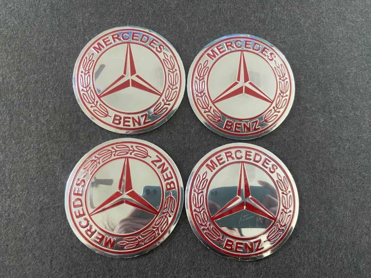 メルセデス・ベンツ BENZ ホイール センターキャップシール 56.5ｍｍ 4枚セット アルミ製 カーステッカー 自動車 ●412番_画像1