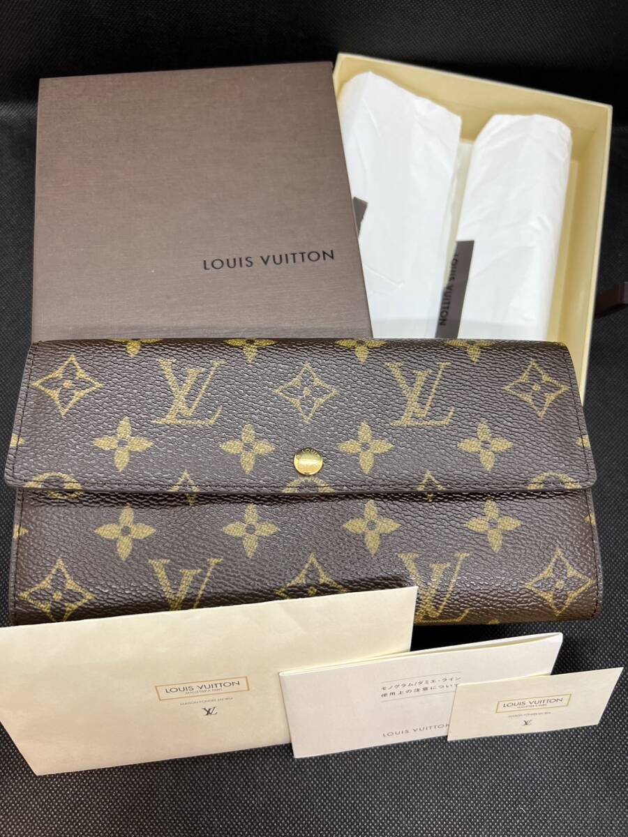 【美品 未使用】 LOUIS VUITTON ルイヴィトン M61734 モノグラム ポルトフォイユ サラ 二つ折り 長財布 ウォレット ブラウン 箱付きの画像1