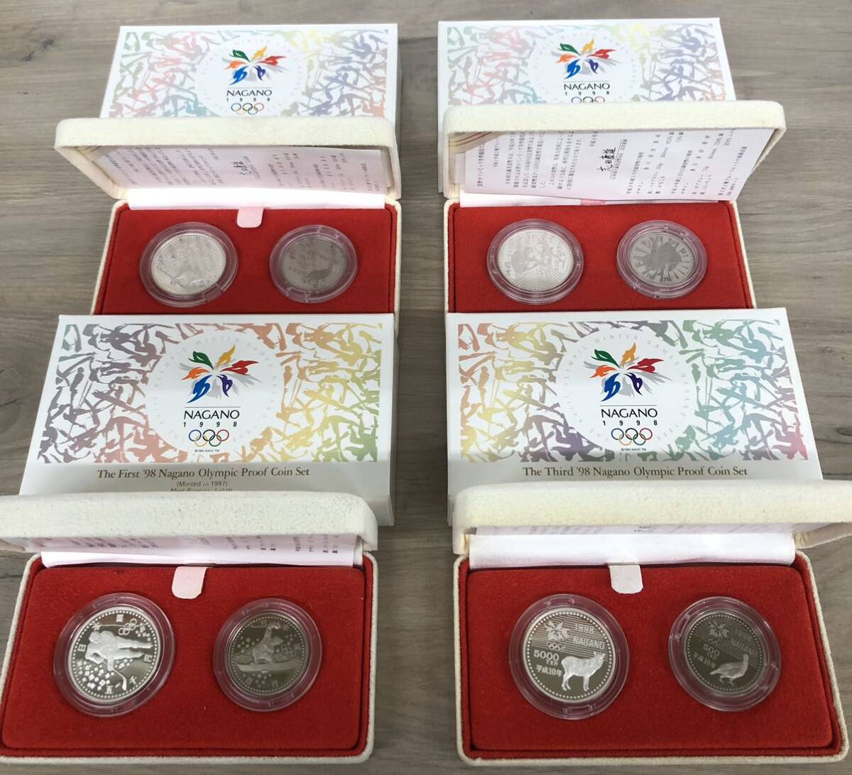 s001【記念硬貨】【コレクション】長野オリンピック 冬季 貨幣セット 銀貨 白銅貨 4点セットの画像2