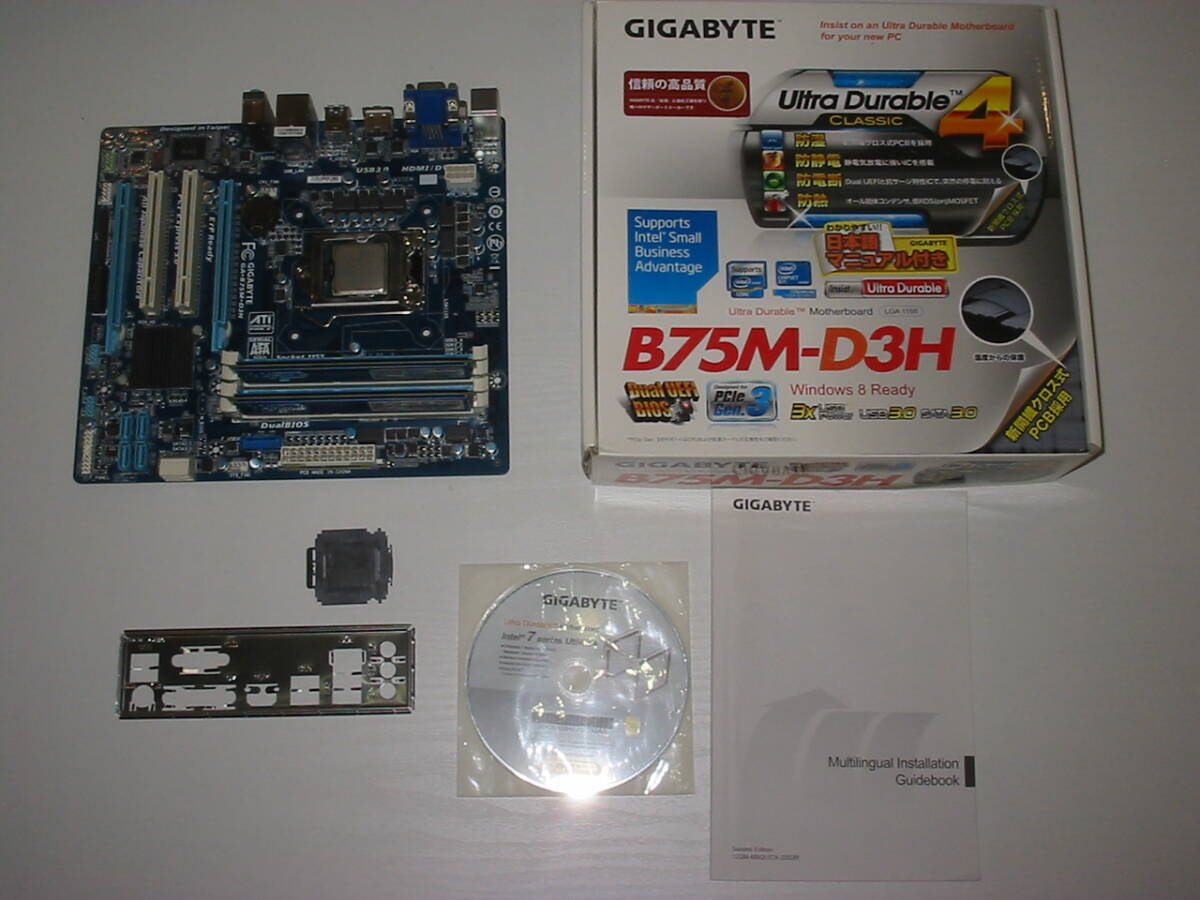 GIGABYTE B75M-D3H i3 2100 DDR3 PC3-12800 8GB2枚16GB 付属品欠品有 電源 CPUクーラー付 動作確認 ジャンク 送料無料の画像8