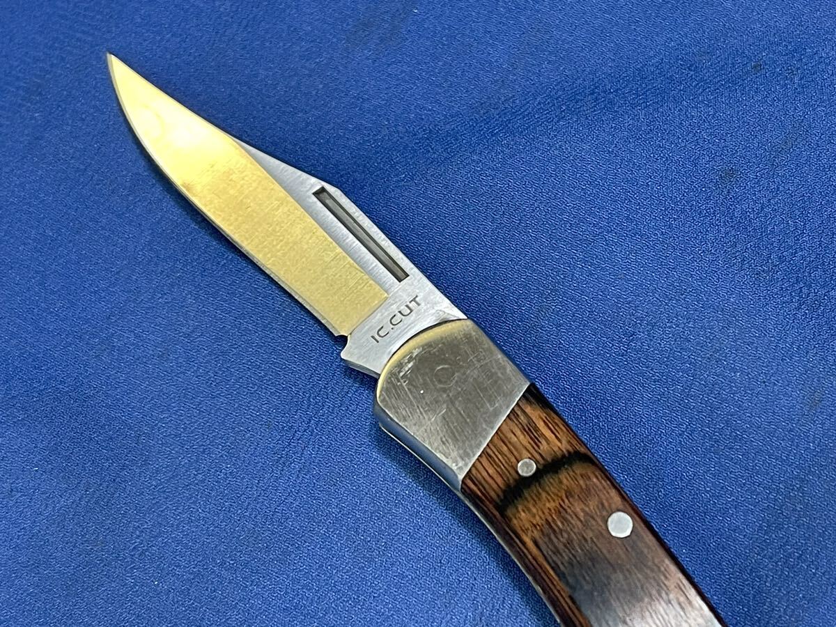  IC.CUT Knife『 アイシーカット フォールディングナイフ 』天然木製ハンドル StainIess hand made 石川刃物製作所 セキカットビンテージ_画像1