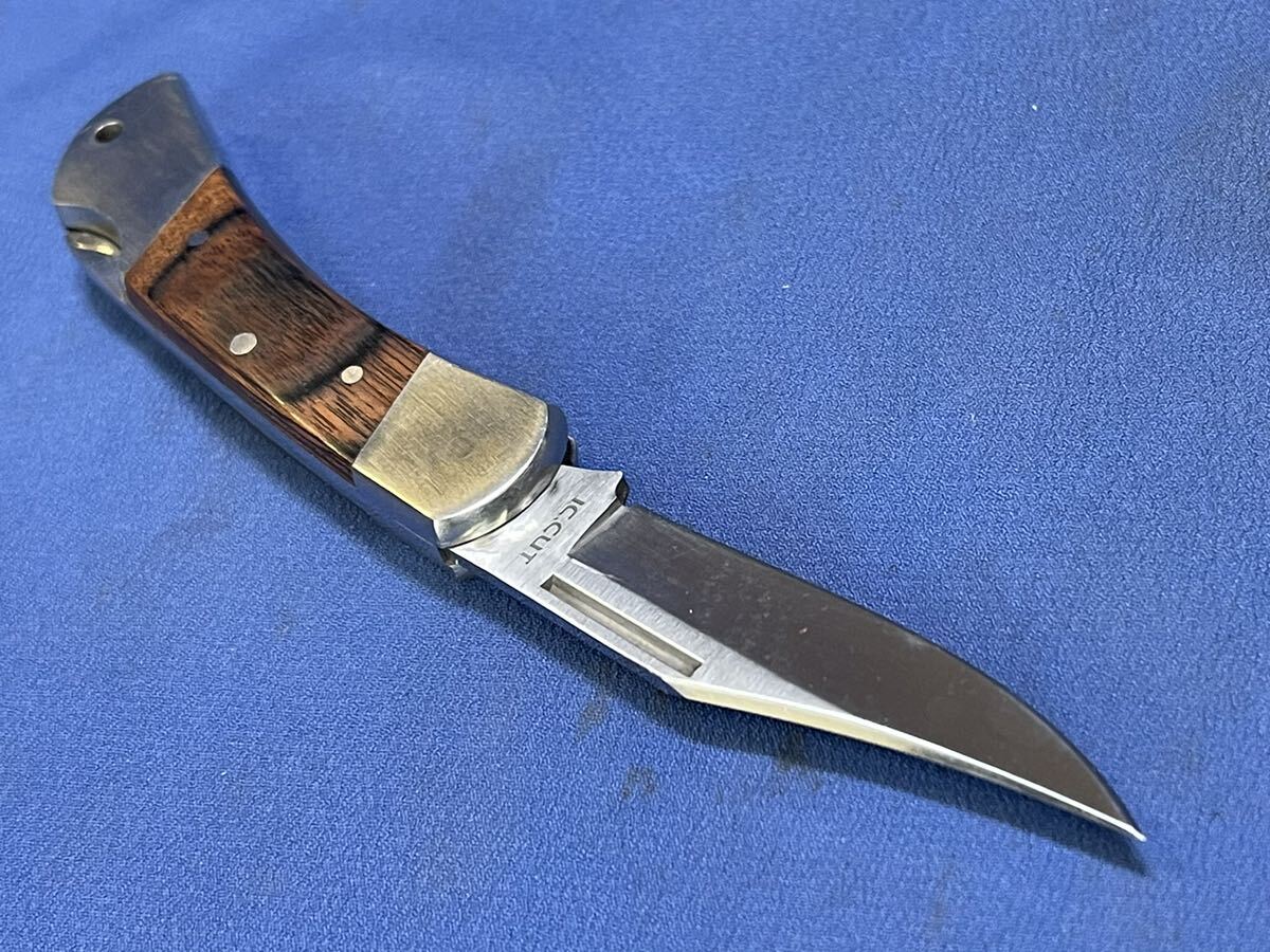 IC.CUT Knife『 アイシーカット フォールディングナイフ 』天然木製ハンドル StainIess hand made 石川刃物製作所 セキカットビンテージ_画像6