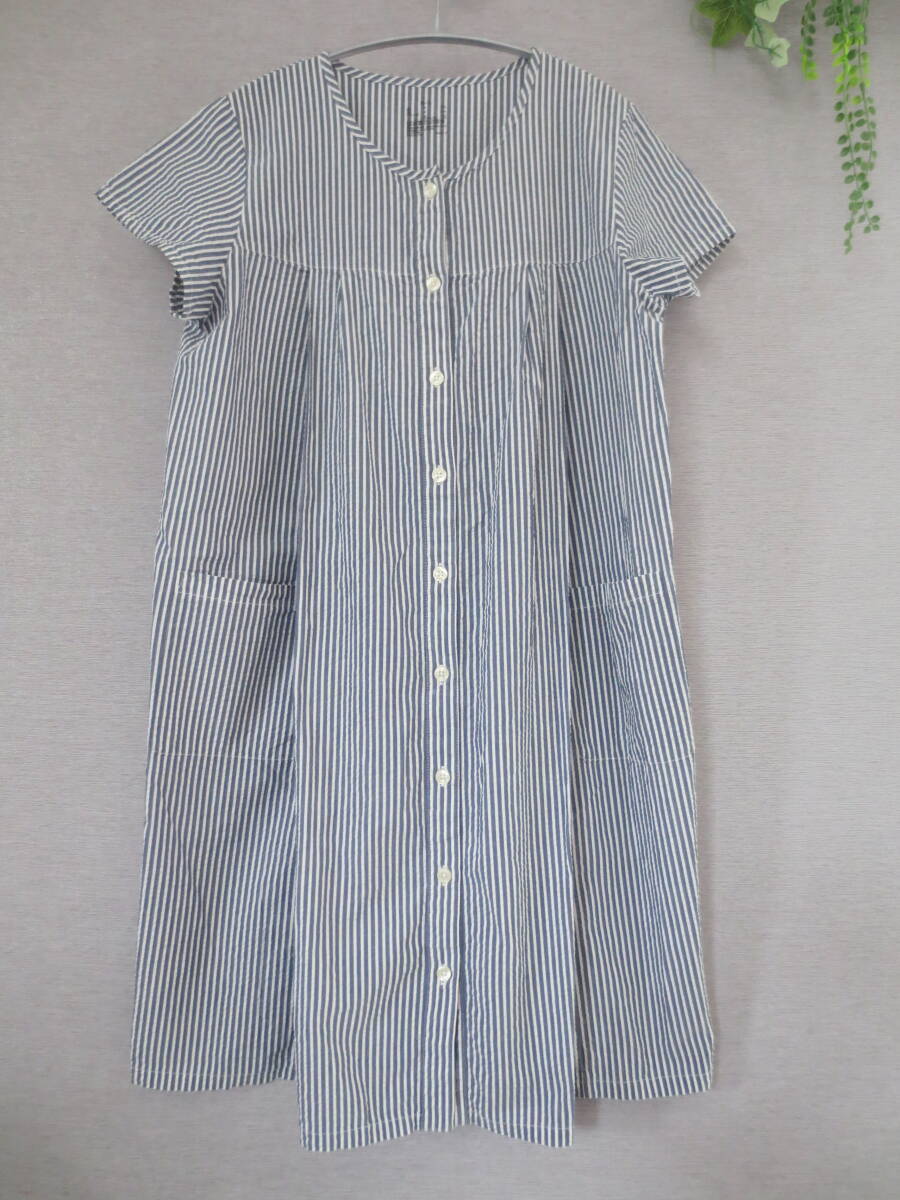 * condition excellent Muji Ryohin nursing . equipped short sleeves One-piece maternity pyjamas on only M-L navy × white store ip