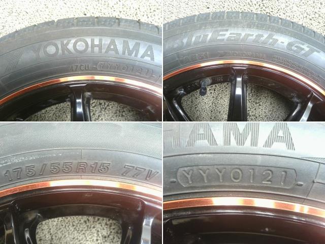 2403051 4919・ミラージュ A03A 15×5.5J+45 4穴 100 【HOTSTUFF G-SPEED ホイール タイヤ付】 175/55R15 タイヤ溝5ｍｍ (102072759)_画像10