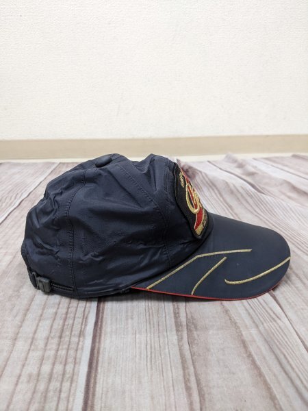 16．GORETEX Gamakatsu 日本製 ゴアテックス ガマカツ デカロゴ ナイロン キャップ 帽子 フィッシング ウェア 釣り 最大約59㎝ 黒赤金210の画像3