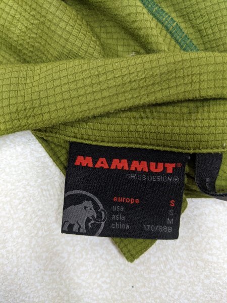 10．マムート ロゴ ハーフジップ 長袖 シャツ ロングスリーブ プルオーバー アウトドア MAMMUT メンズM 黄緑系x409の画像2