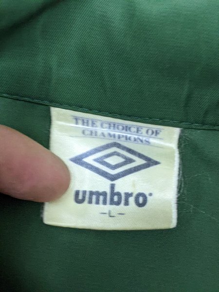 12．UMBRO 90s ヴィンテージ デカロゴ オールド アンブロ ナイロン ジャケット ブルゾン ジャンパー メンズL 緑y407_画像5