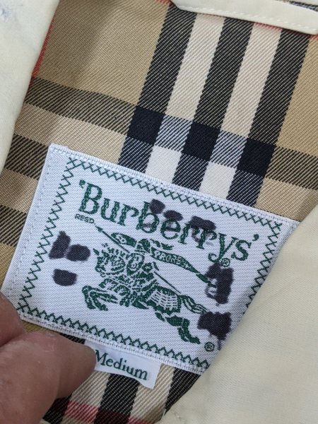 13．BURBERRYS オールド バーバリー ヴィンテージ 同色 ロゴ コットン スイングトップ ハリントン ジャケット メンズM ベージュ系x405_画像8