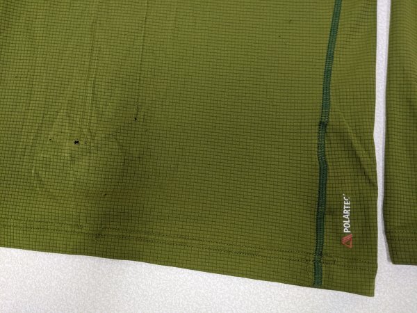 10．マムート ロゴ ハーフジップ 長袖 シャツ ロングスリーブ プルオーバー アウトドア MAMMUT メンズM 黄緑系x409の画像9