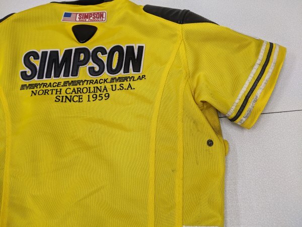 8．SIMPSON デカロゴ 星条旗 半袖 レーシング ジャケット ライダース バイカー ブルゾン Y2K バイク シンプソン メンズL 黒黄y408_画像4