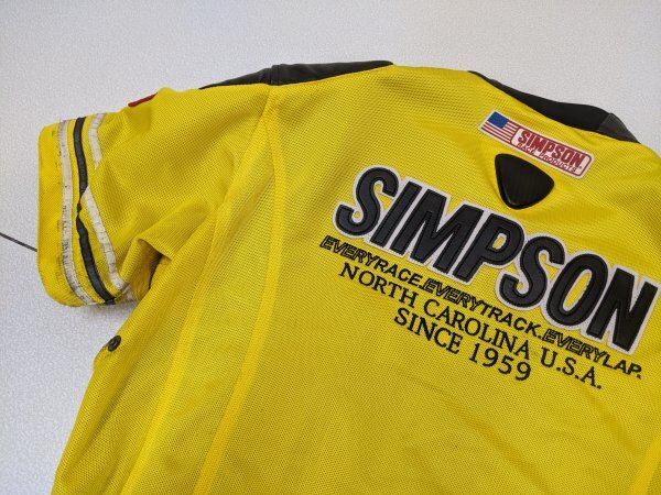 8．SIMPSON デカロゴ 星条旗 半袖 レーシング ジャケット ライダース バイカー ブルゾン Y2K バイク シンプソン メンズL 黒黄y408_画像5