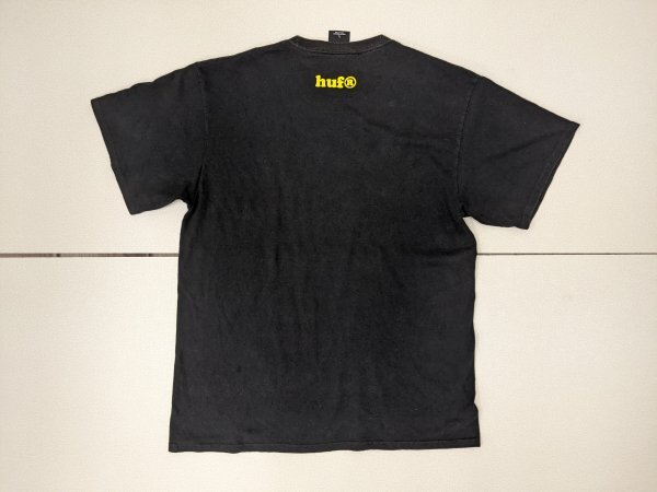 15．HUF デカロゴ プリント キャラクター 半袖 Tシャツ ハフ Y2K ストリート メンズL 黒緑x406の画像2