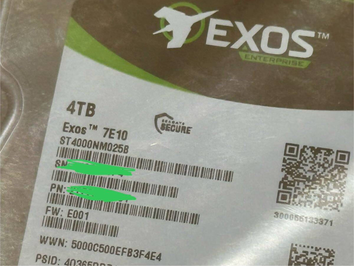 【新品未開封】ハードディスクSEAGATE EXOS 7E8 4TBの画像3