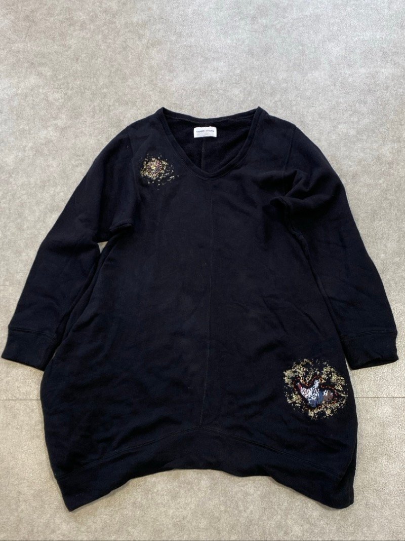 TSUMORI CHISATO sweatshirt tunic One-piece black lame cotton 100% Tsumori Chisato *... ok * clothes 80