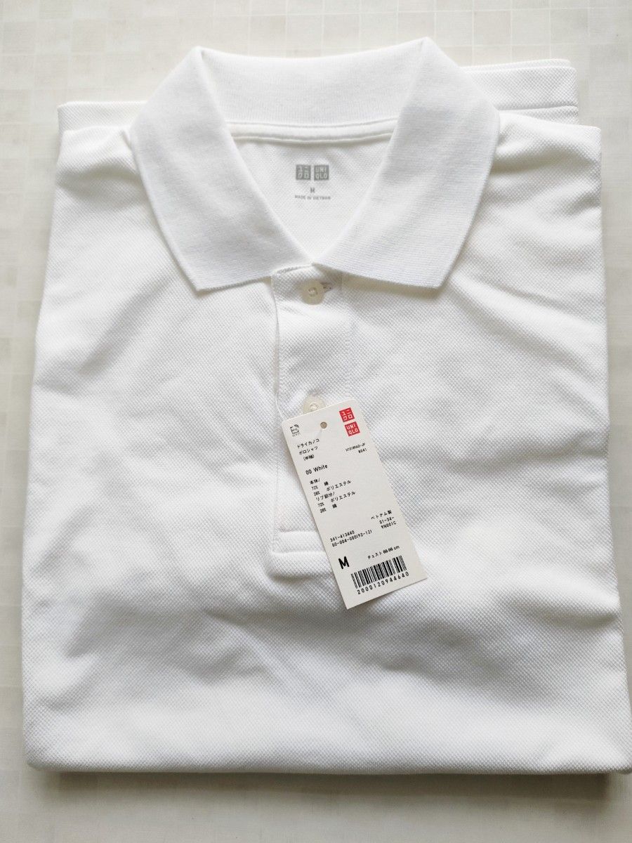 【新品未使用】ユニクロ ドライカノコ ポロシャツ M 半袖 白 高校生 夏服