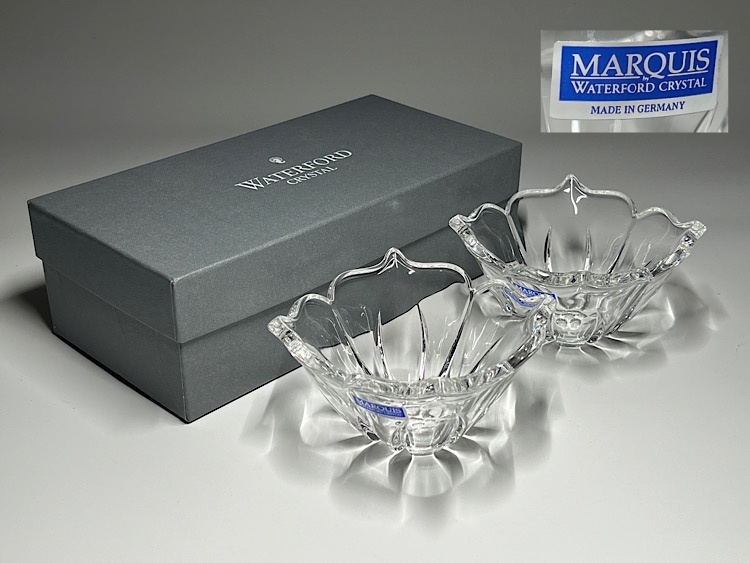 【瑞】WATERFORD CRYSTAL ウォーターフォード クリスタル 小鉢２個 共箱栞の画像1