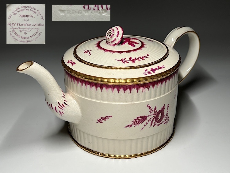 【瑞】WEDGWOOD ウェッジウッド THE ELDER BREWSTER TEA POT 花柄 ポット AMERICA アメリカの画像1