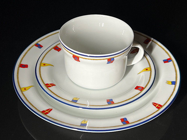 [.] Richard Ginori флаг рисунок cup & блюдце + plate 