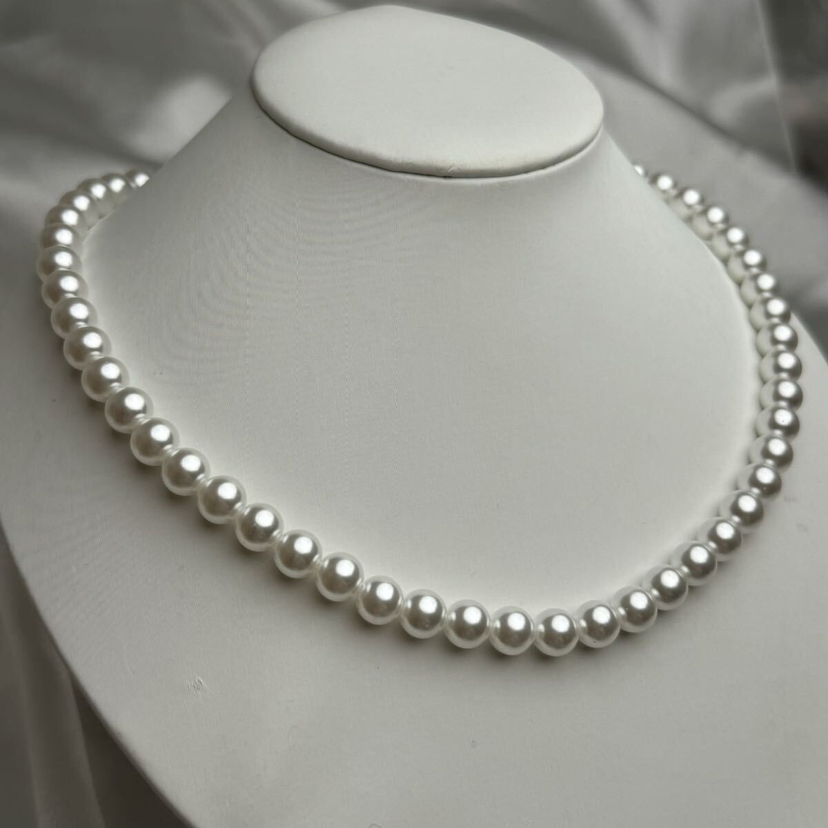 花珠 貝パールネックレス necklace 8mm 42cm の画像4