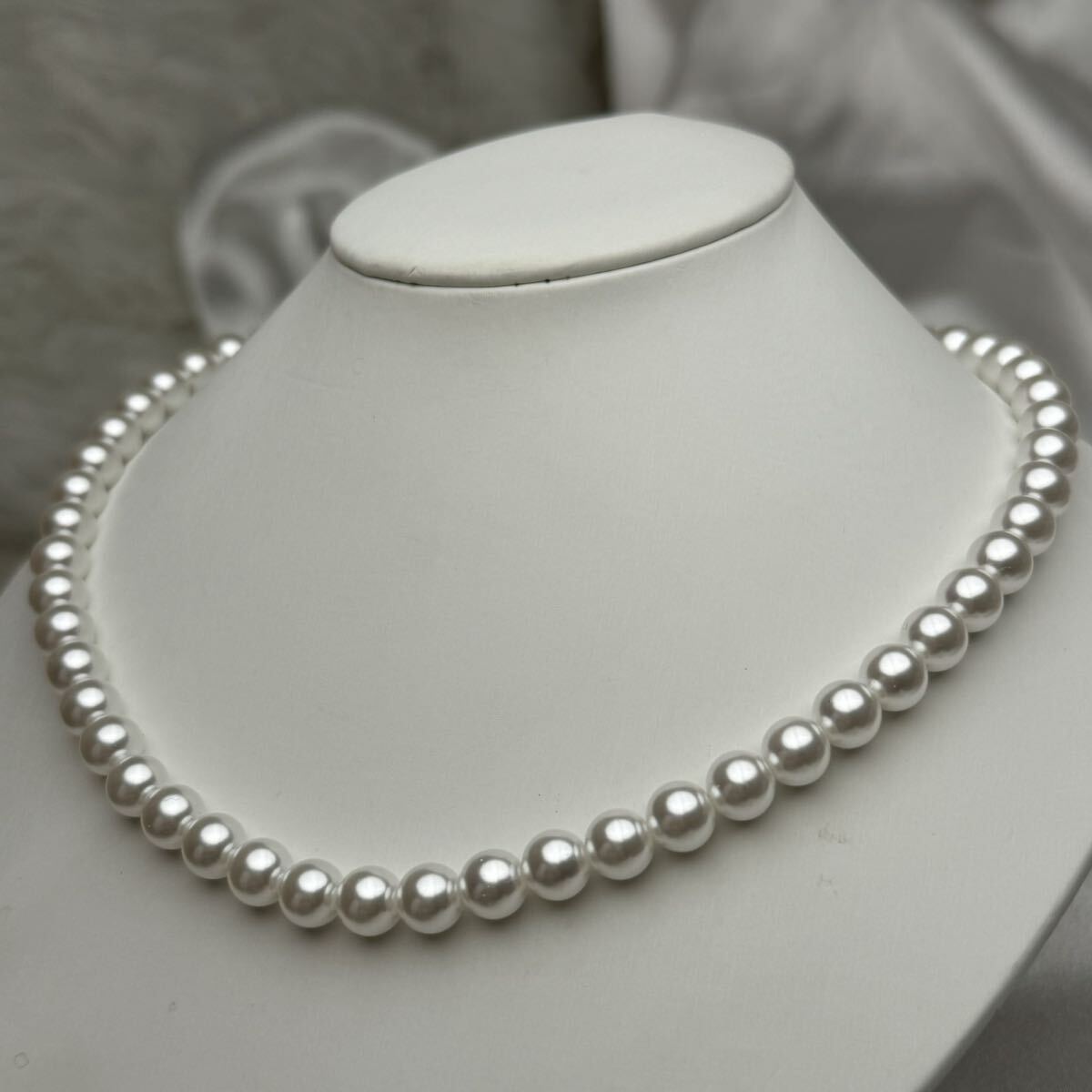 花珠 貝パールネックレス necklace 8mm 42cm の画像5