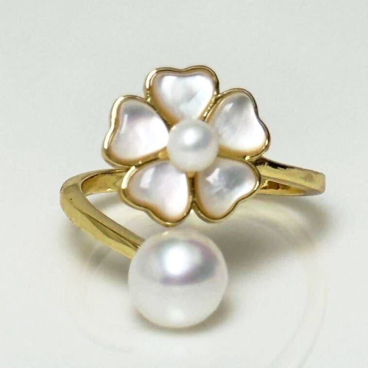 「本真珠リング花母貝殻5mm 7mm」天然パールリング jewelryの画像2