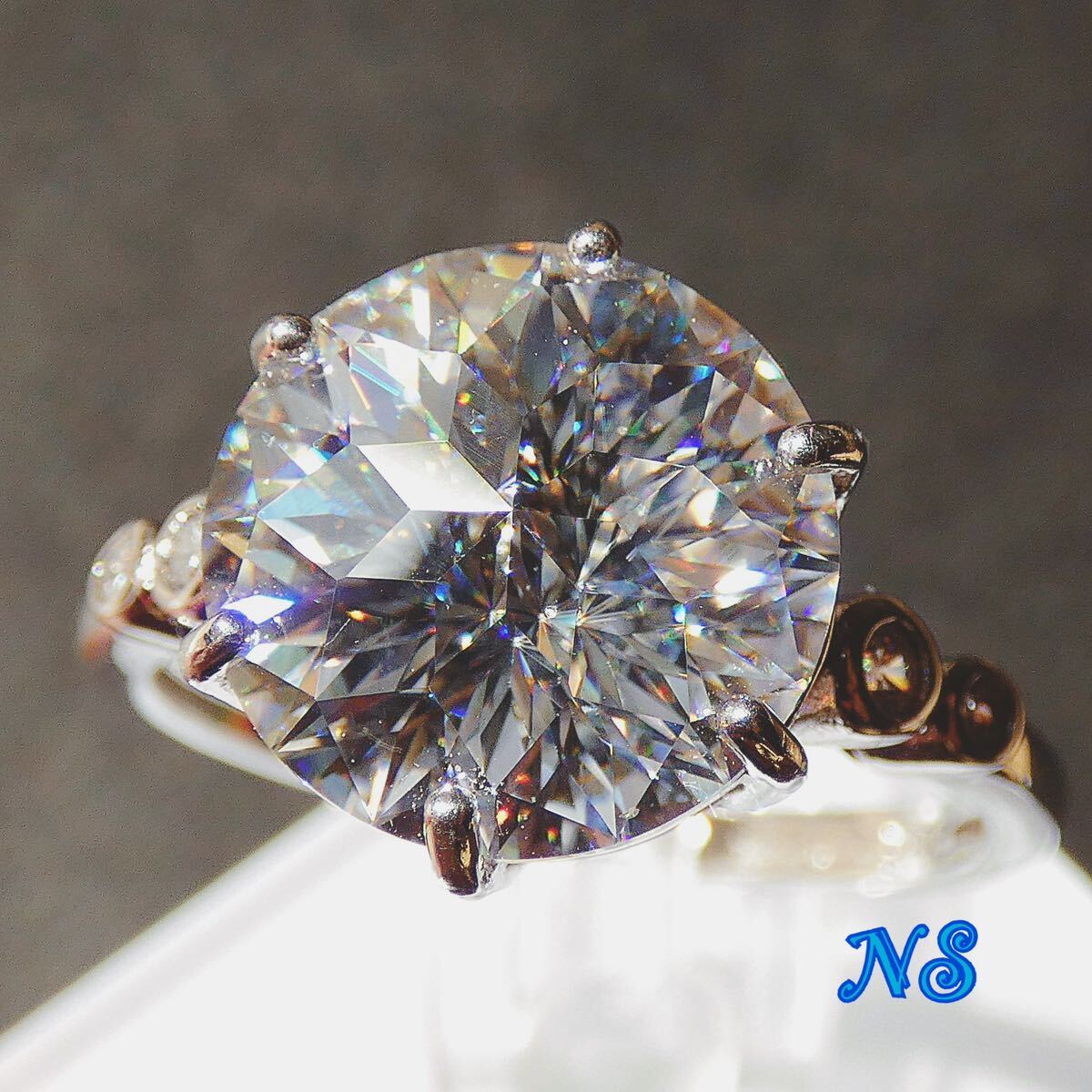 モアサナイト　リング　指輪　5ct　インペリアルカット　エンペラー　皇帝　フリーサイズ　ダイヤモンド　sv925 ５カラット　11mm_画像4