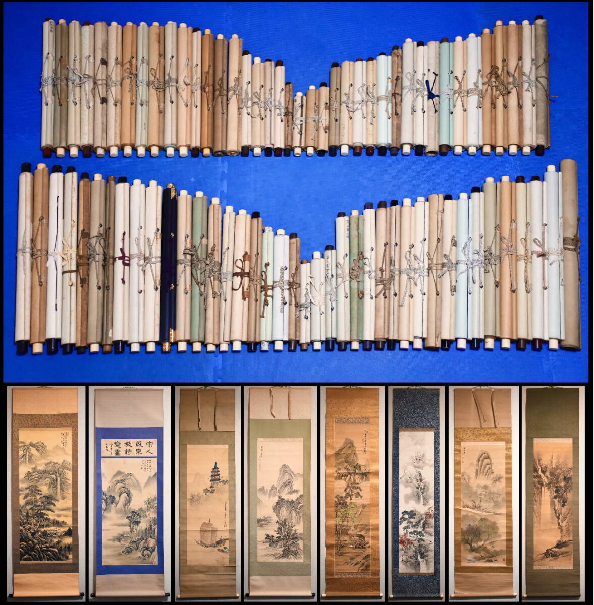 掛軸 大量 80本 書画 「山水 花鳥 仏画 中国」 いろいろ まとめて p5の画像1