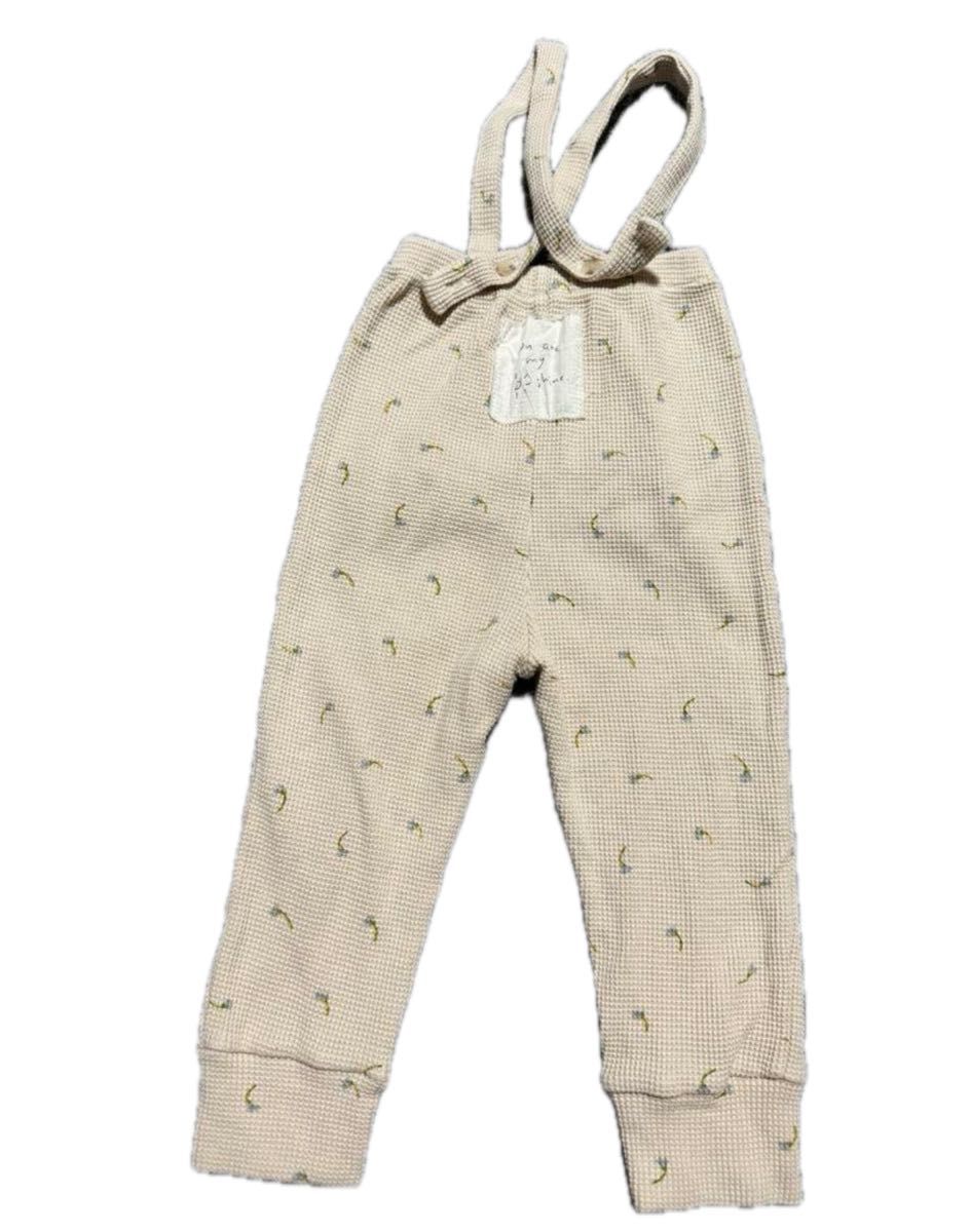 kokokids flower waffle pants ベージュ レギンス