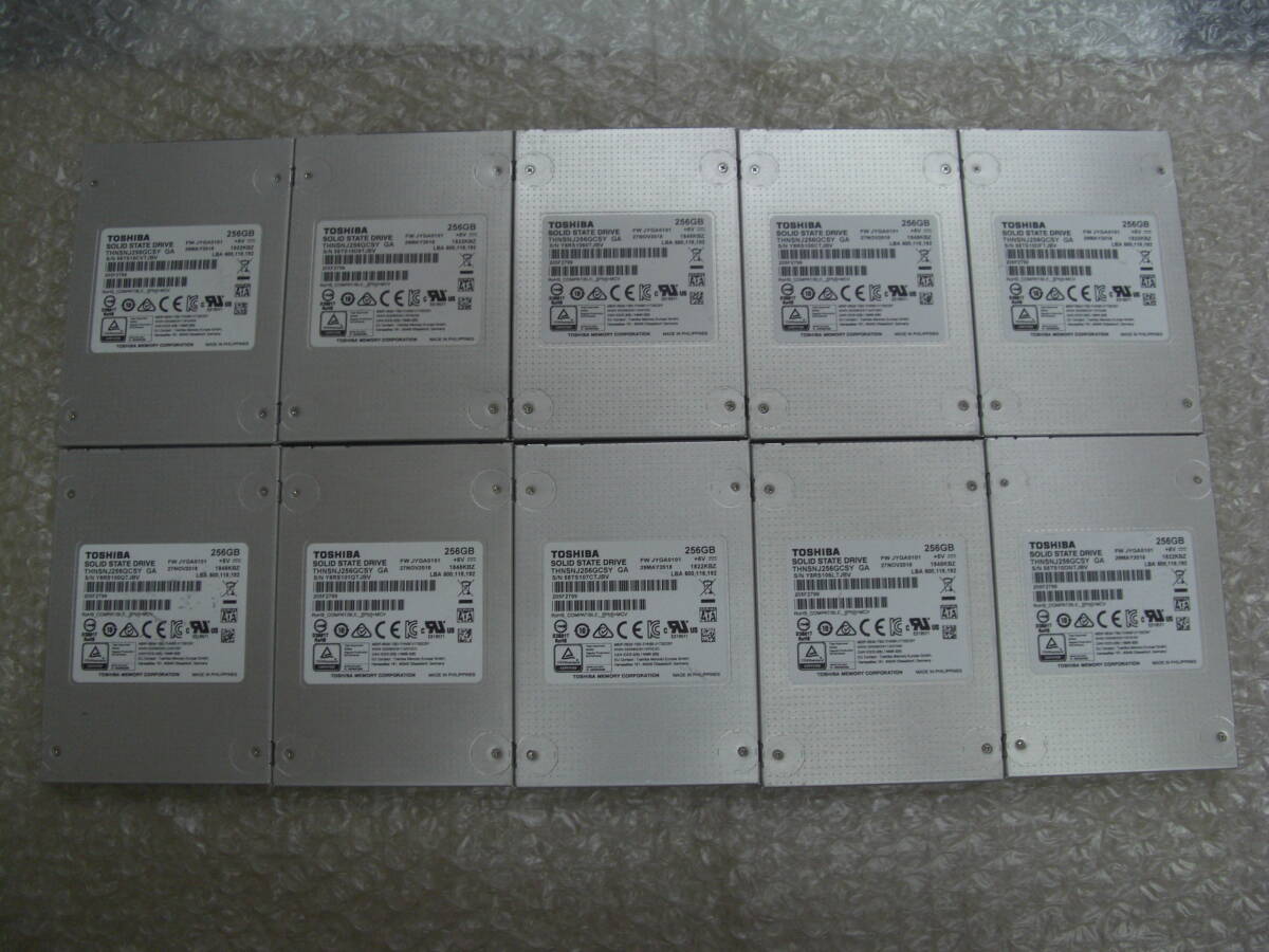 SATA ☆ TOSHIBA SSD HDD 256GB 10個セット ☆ MODEL：THNSNJ256GCSY ★ 健康状態：10個全て正常 ★の画像1