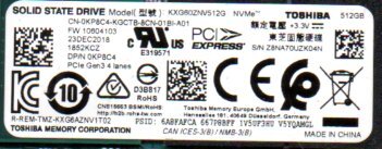 m2 SSD ☆ TOSHIBA SSD HDD 512GB 5枚セット ★ MODEL：KXG60ZNV512G ★ 健康状態正常 ★の画像3