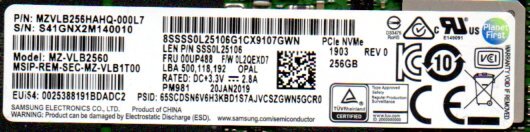 m2 SSD ★ SAMSUNG　SSD HDD　256GB　5枚セット ★ MODEL：MZ-VLB2560 ☆ 健康状態：正常 ☆_画像3