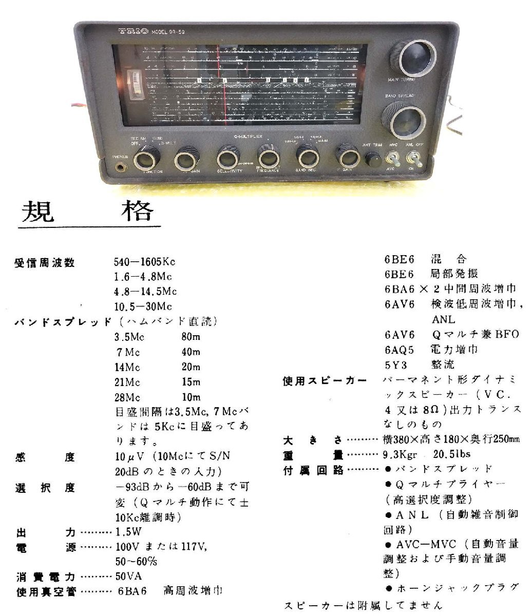 9R59【TRIO】通信型受信機 現状渡し品の画像2