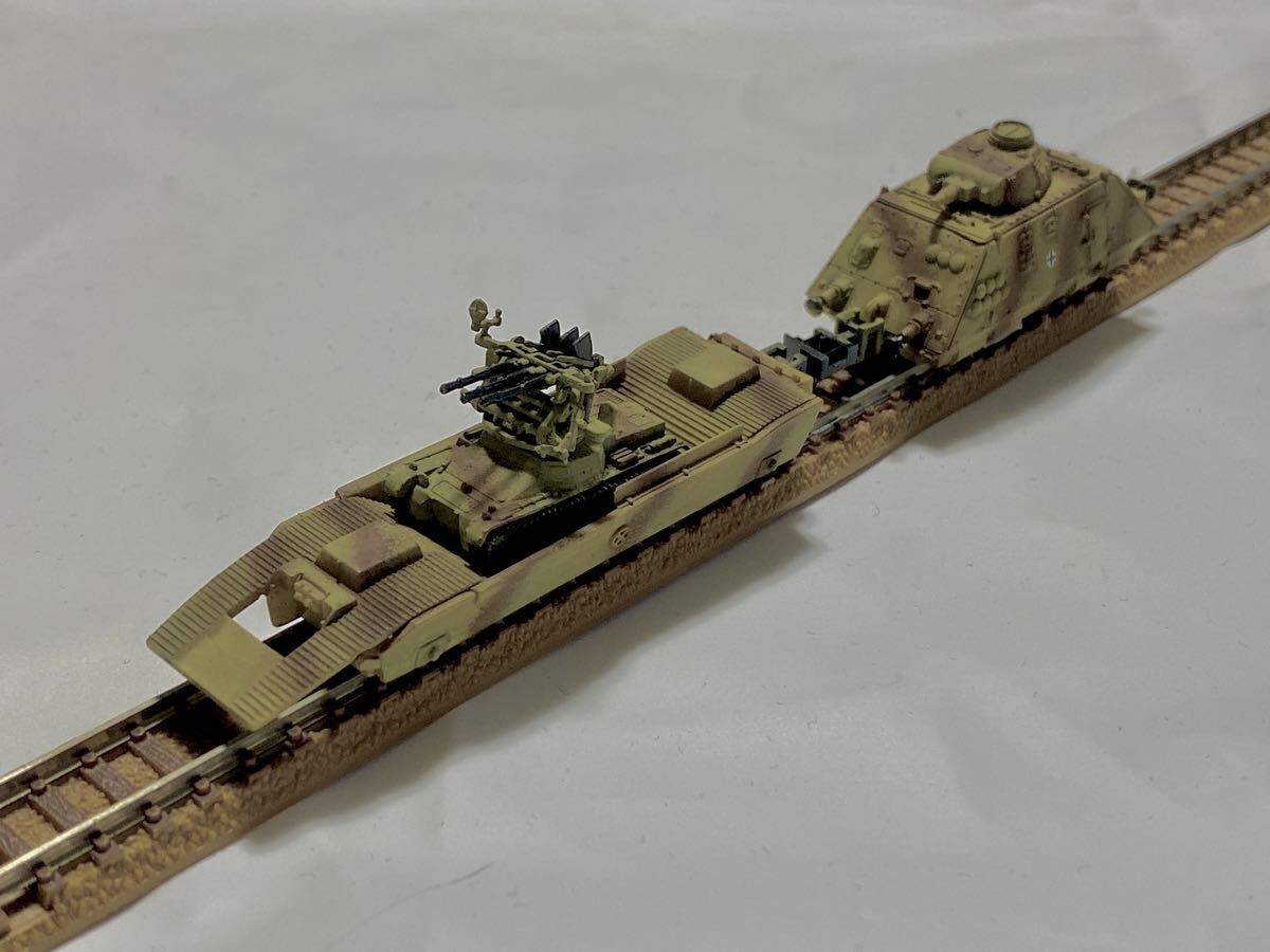 ドイツ軍 シュタイヤー 重装甲列車 ドライジーネ Nゲージ 鉄道模型 完成品 動力付き 完成品 1/150 1/144 第二次世界大戦 自走対空砲 戦車の画像4