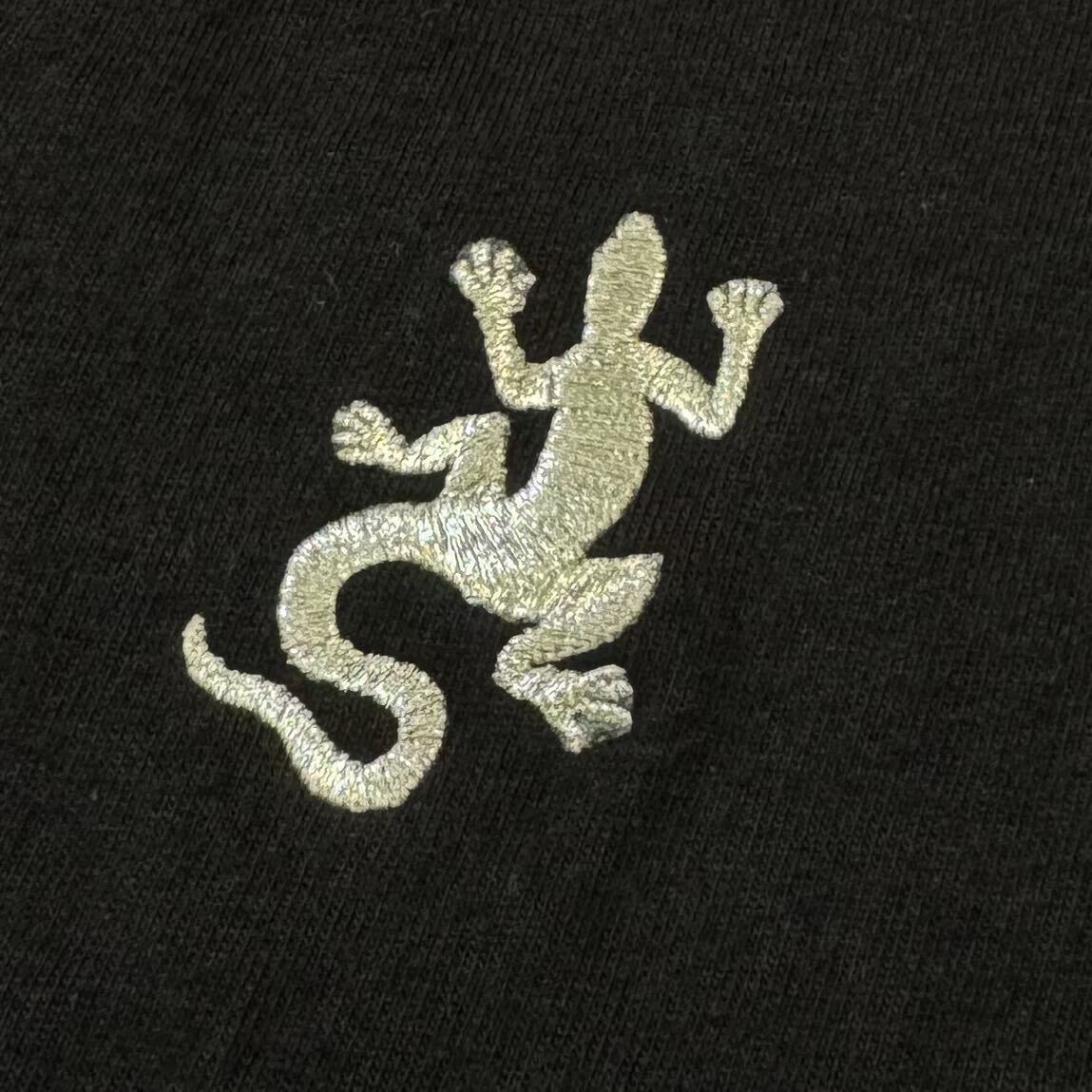 希少！ agns b. homme アニエスベー オム 両面 総 刺繍 半袖 Tシャツ 3 ( L ) 黒 ブラック ポワンディロニー レザール トカゲ 蜥蜴 星 _画像5