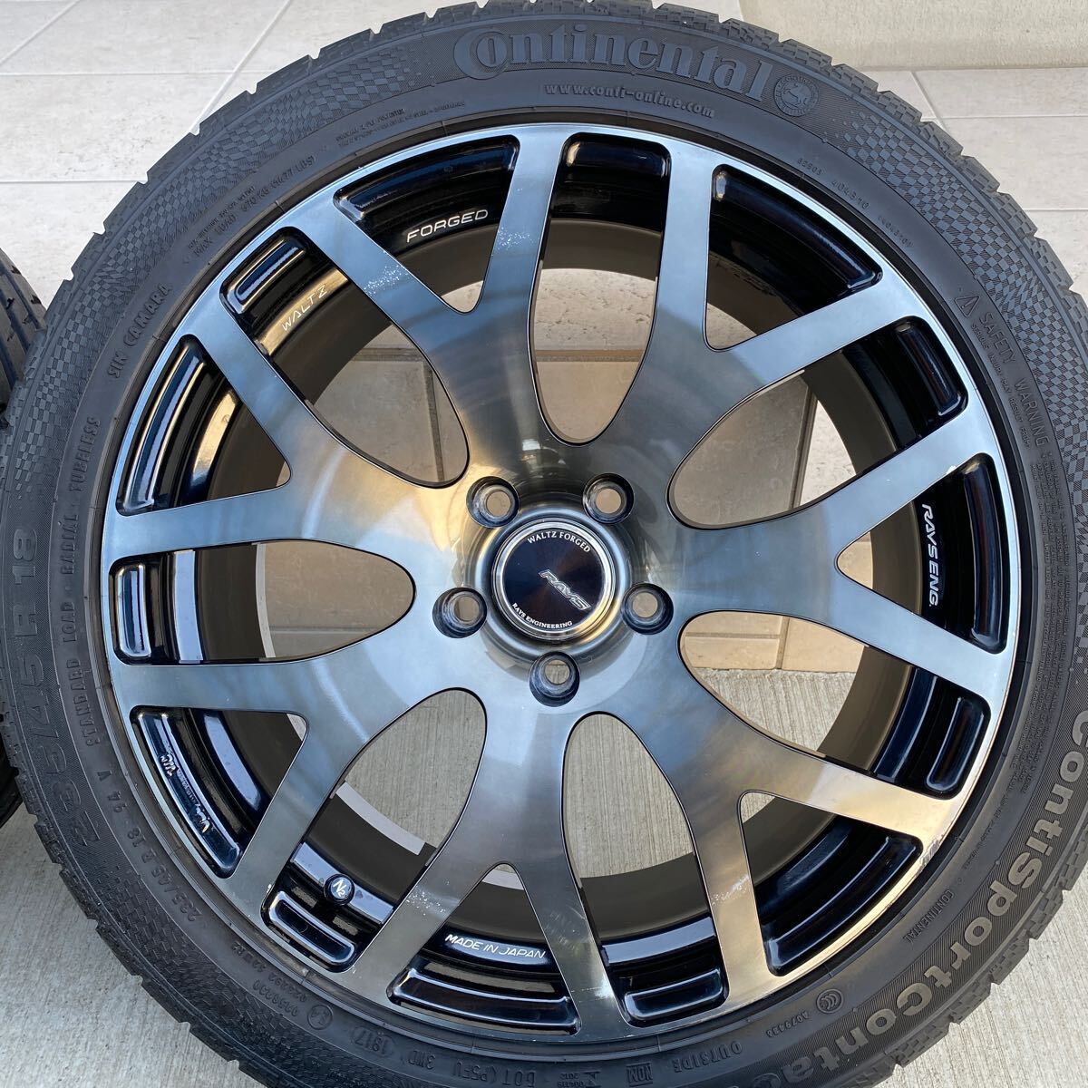 RAYS WALTZ FORGED S7 鍛造1ピース 18インチ8J +50 PCD112 コンチネンタル 235/45R18 CSC3 ４本 溝あり レイズ ザビートル パサート 等の画像5