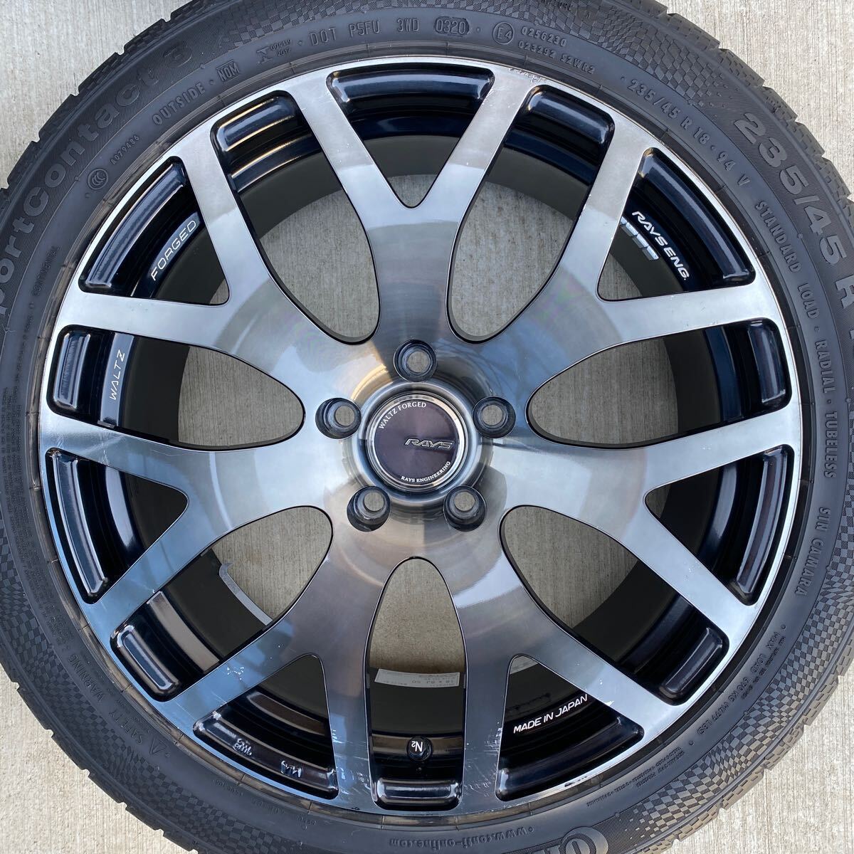 RAYS WALTZ FORGED S7 鍛造1ピース 18インチ8J +50 PCD112 コンチネンタル 235/45R18 CSC3 ４本 溝あり レイズ ザビートル パサート 等の画像2