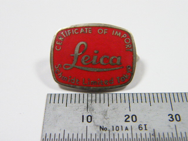 ◎ Leica CERTIFICATE OF IMPORT Schmidt Limited Tokyo ライカ ロゴ バッチ エンブレム 《純銀製》の画像2