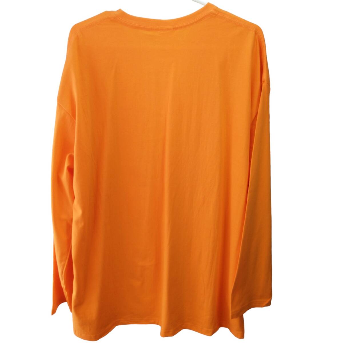 送料込！値下/未使用/匿名配送/メンズ 長袖Tシャツ ロンT カットソー 綿100％ 大きいサイズ カジュアル シンプル 2XLサイズ位 オレンジ