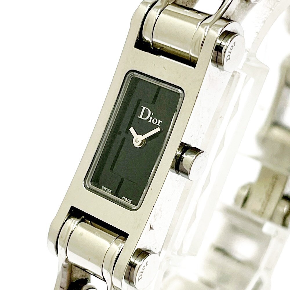 【1円スタート】Christian Dior クリスチャンディオール D104-100 スクエア SS ブラック文字盤 クオーツ レディース腕時計 260596の画像1