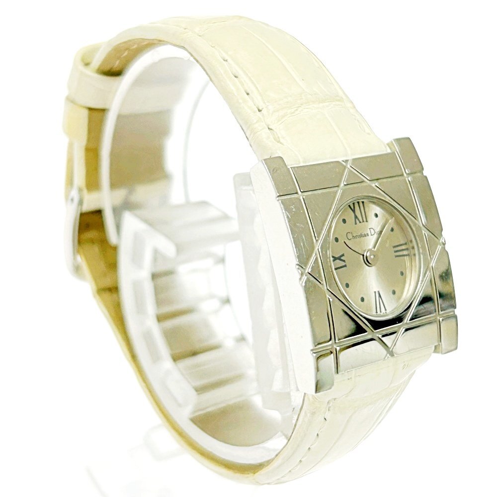 【1円スタート】Christian Dior クリスチャンディオール D82-100 クールカレ SS シルバー文字盤 QZ レディース腕時計 ジャンク 260529_画像3