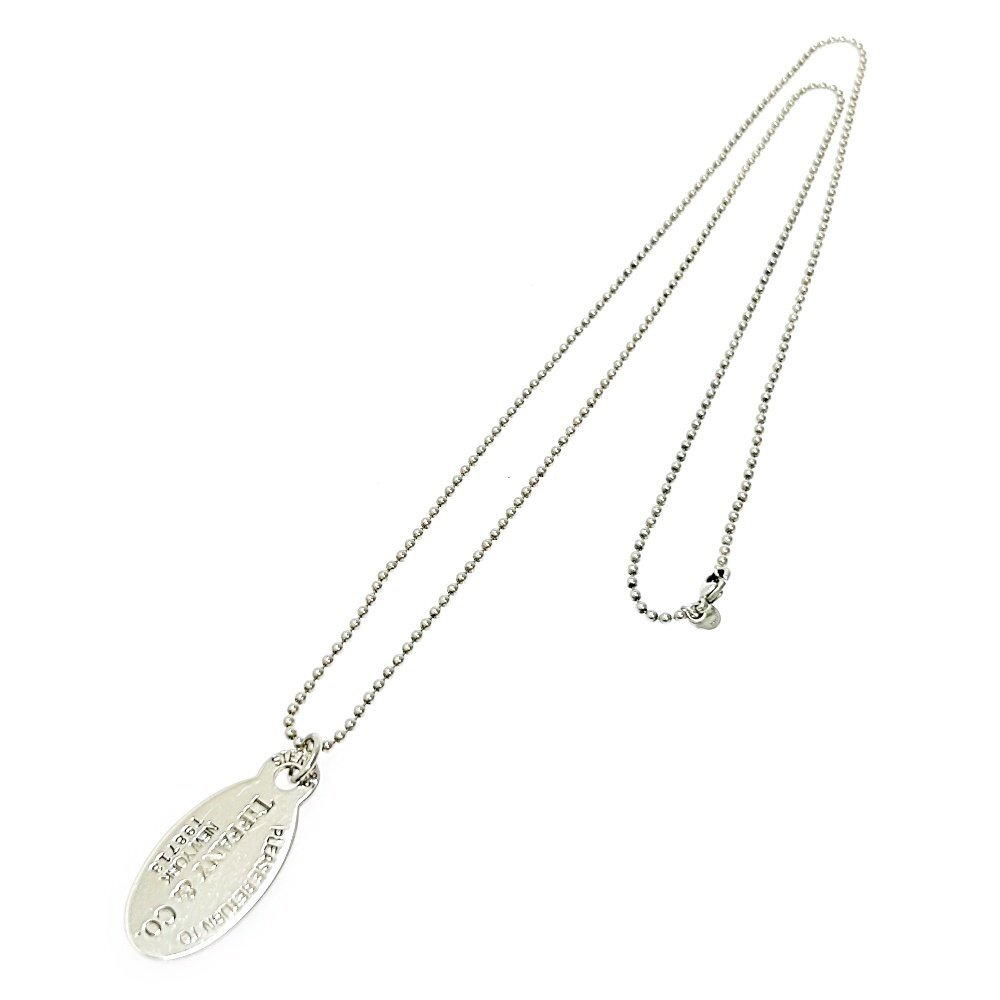 【1円スタート】TIFFANY & Co. ティファニー シルバー リターントゥ オーバルタグ ボールチェーン 27.4g 925刻印 ネックレス 260767の画像1