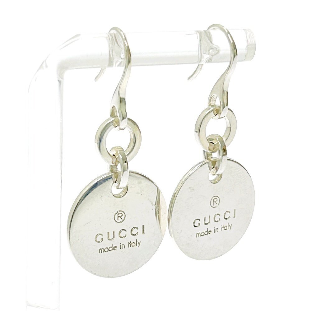 【1円スタート】GUCCI グッチ シルバー ラウンド ロゴプレート フック 総重量12.2g 925刻印 ピアス 260918の画像3